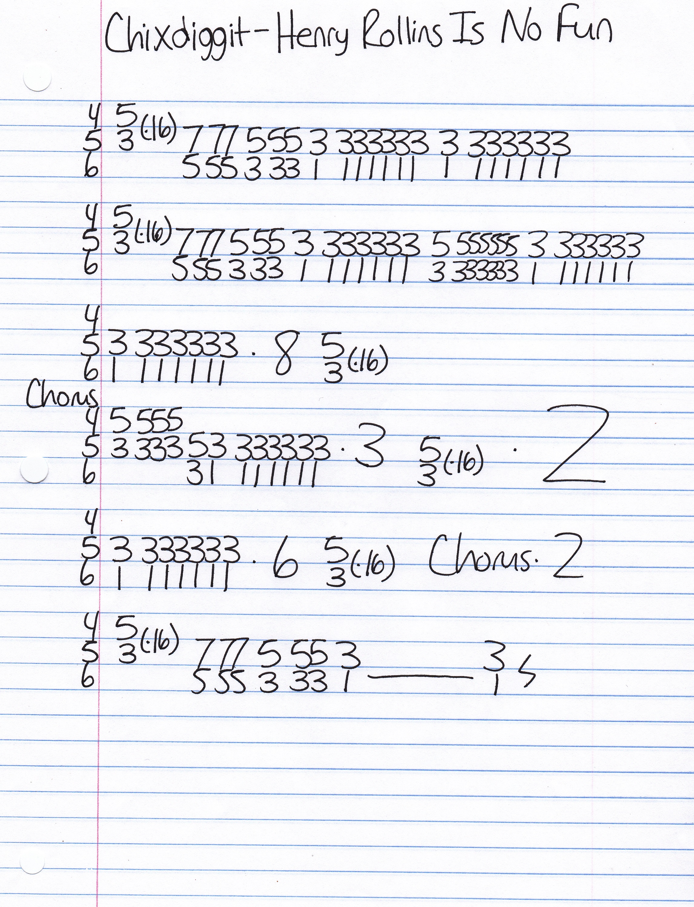 High quality guitar tab for Henry Rollins Is No Fun by Chixdiggit off of the album Chixdiggit. ***Complete and accurate guitar tab!***